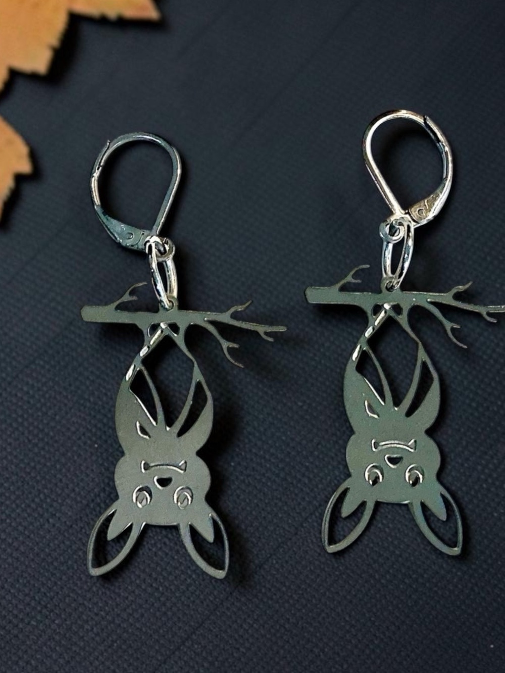 🆕 Bat on a Branch Laser Cut Dangle Earrings